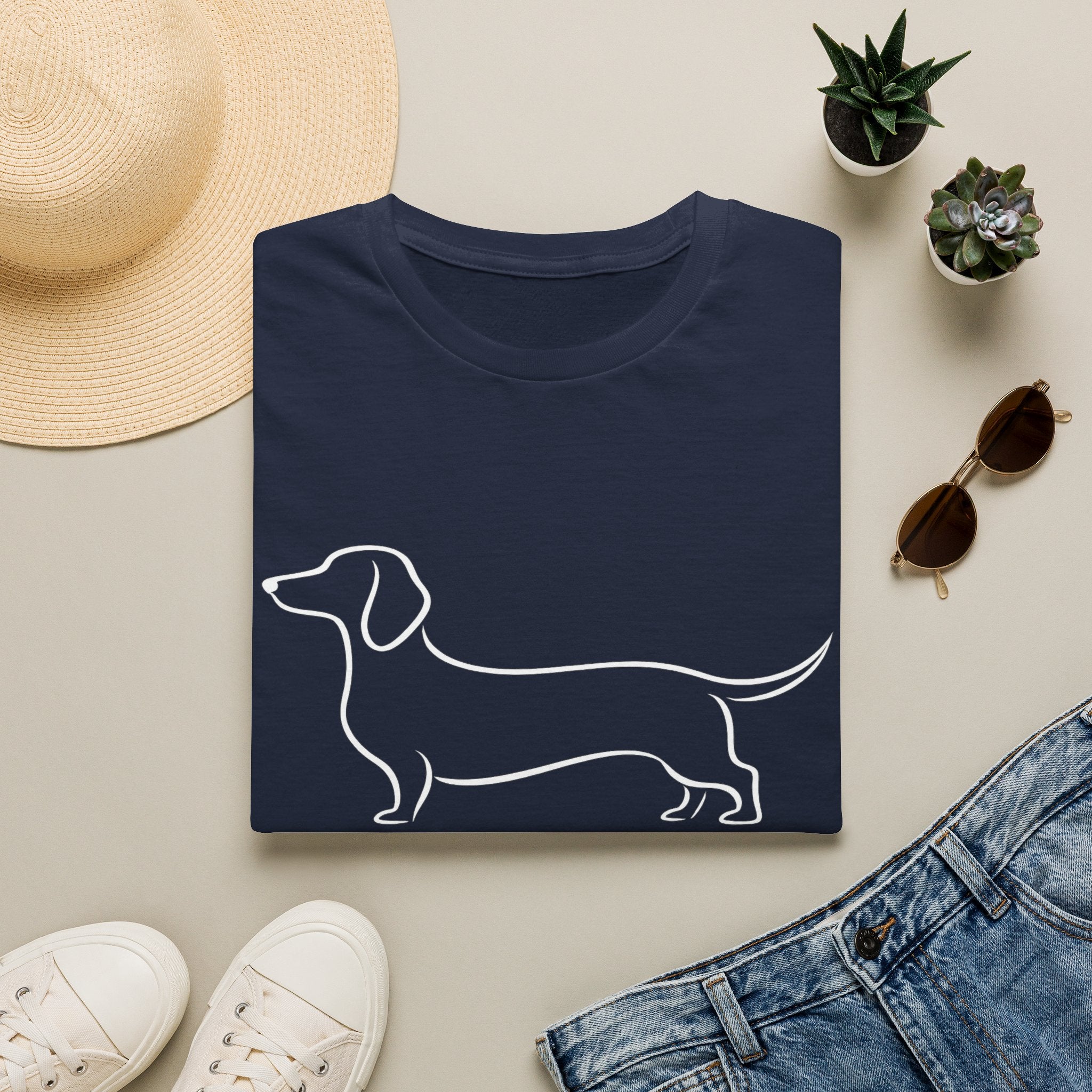 Dachshund Outline T-Shirt — Minimalist Wiener Dog Graphic