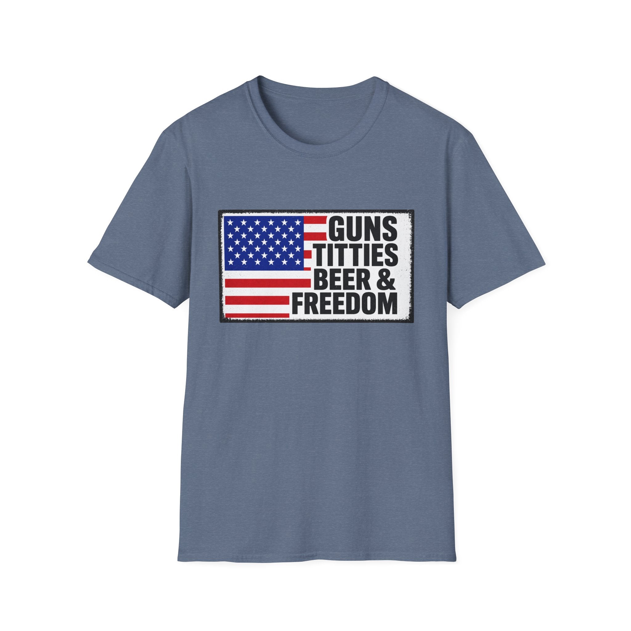 Guns Titties Beer & Freedom T-Shirt | American Flag Patriotic Tee