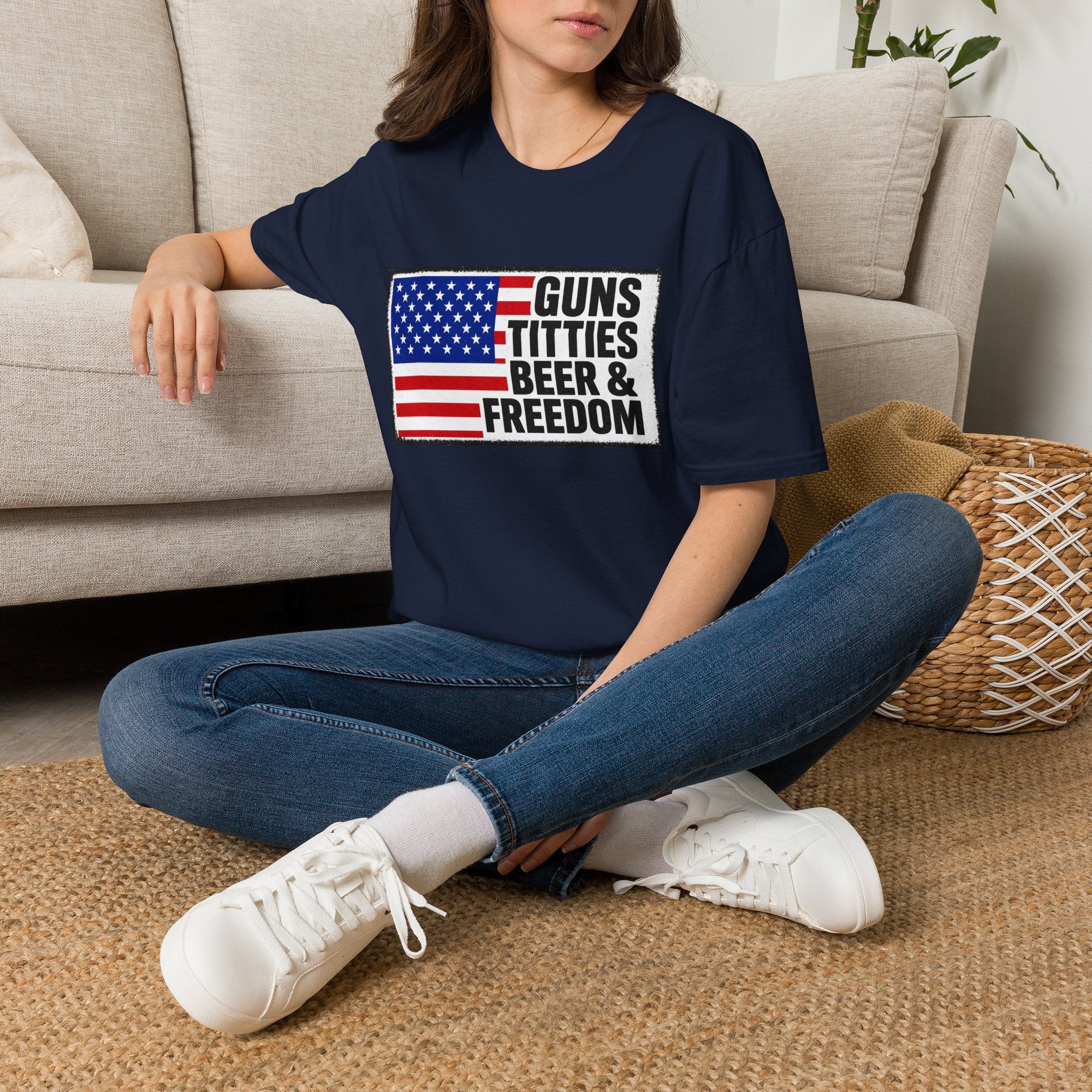 Guns Titties Beer & Freedom T-Shirt | American Flag Patriotic Tee