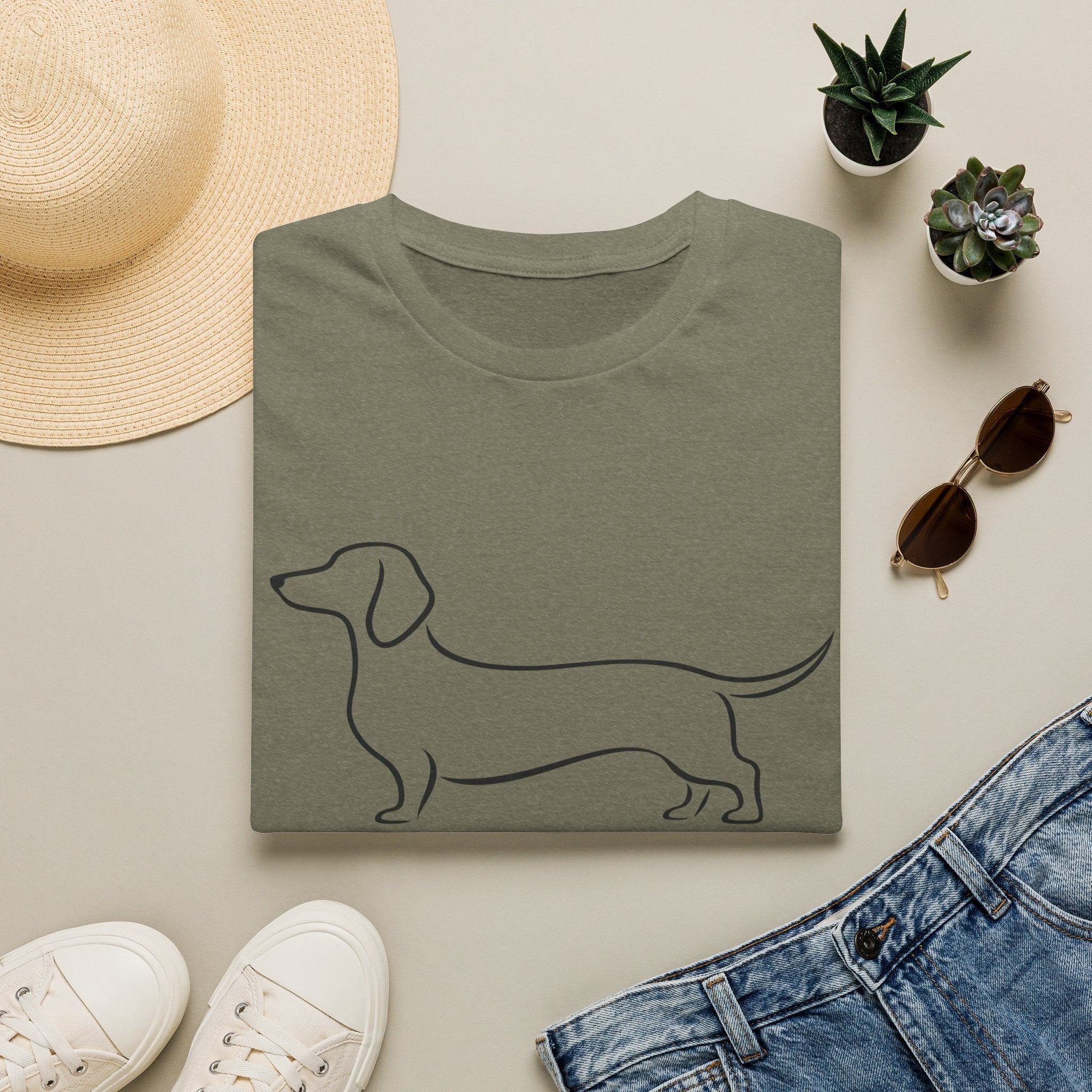 Dachshund Outline T-Shirt — Minimalist Wiener Dog Graphic