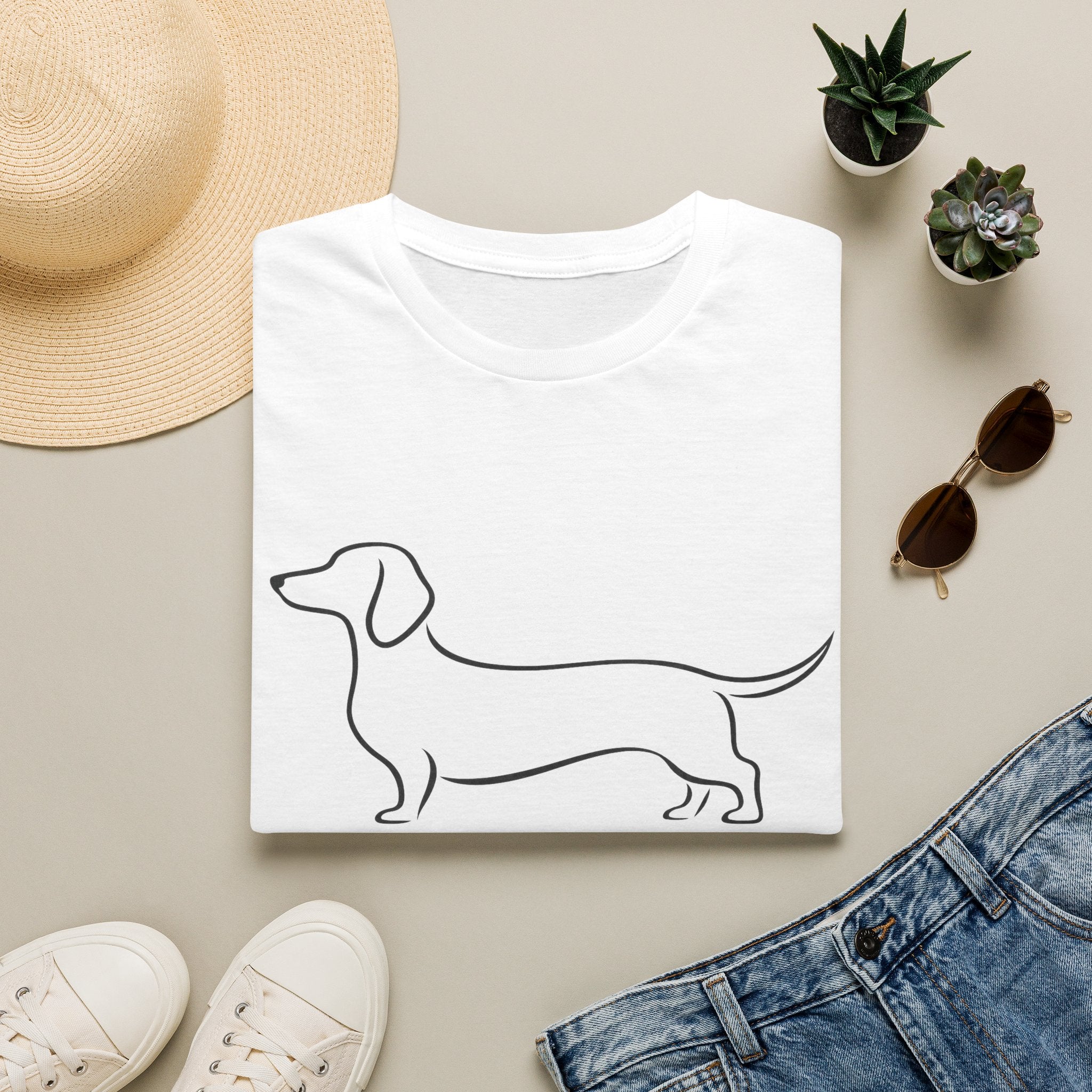 Dachshund Outline T-Shirt — Minimalist Wiener Dog Graphic