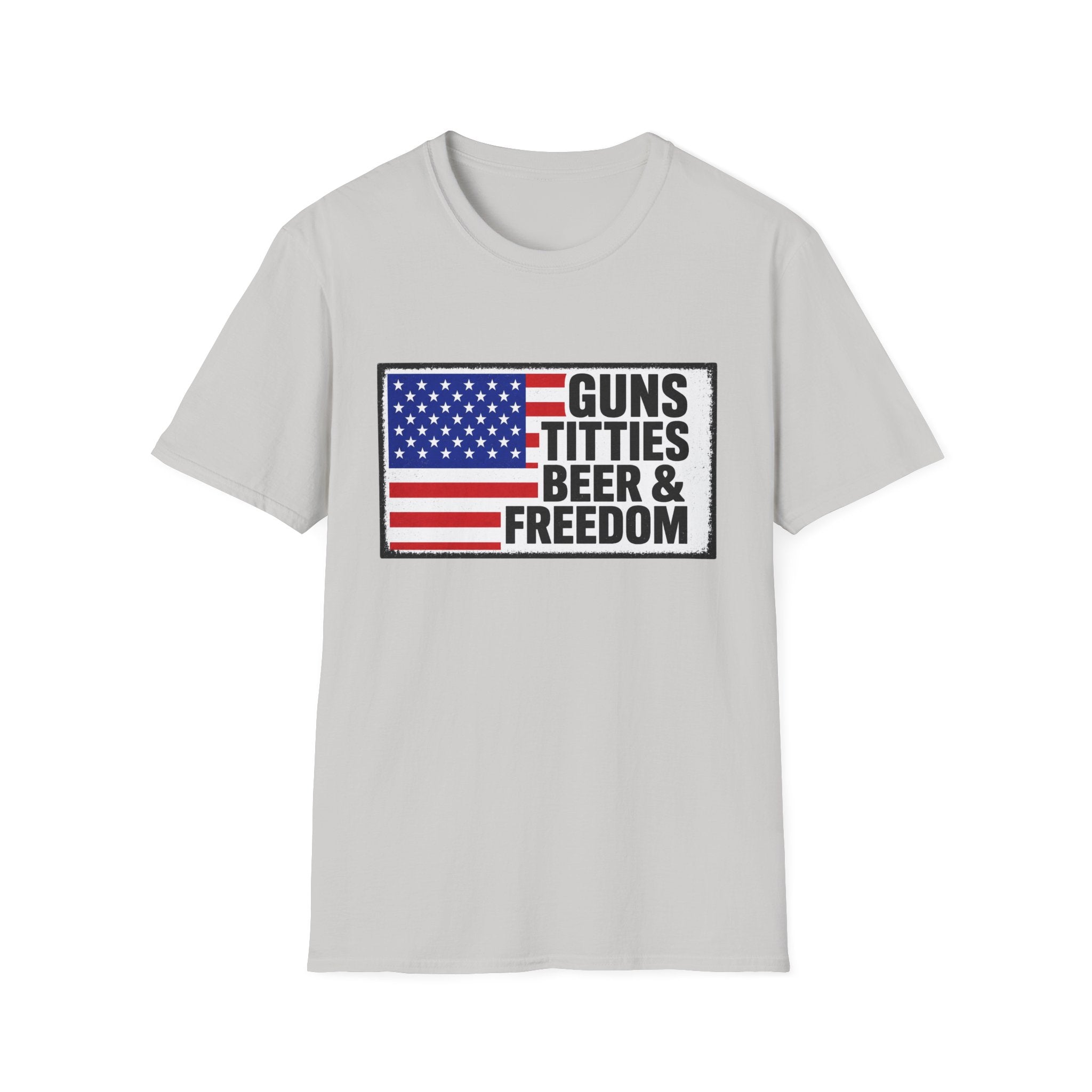 Guns Titties Beer & Freedom T-Shirt | American Flag Patriotic Tee