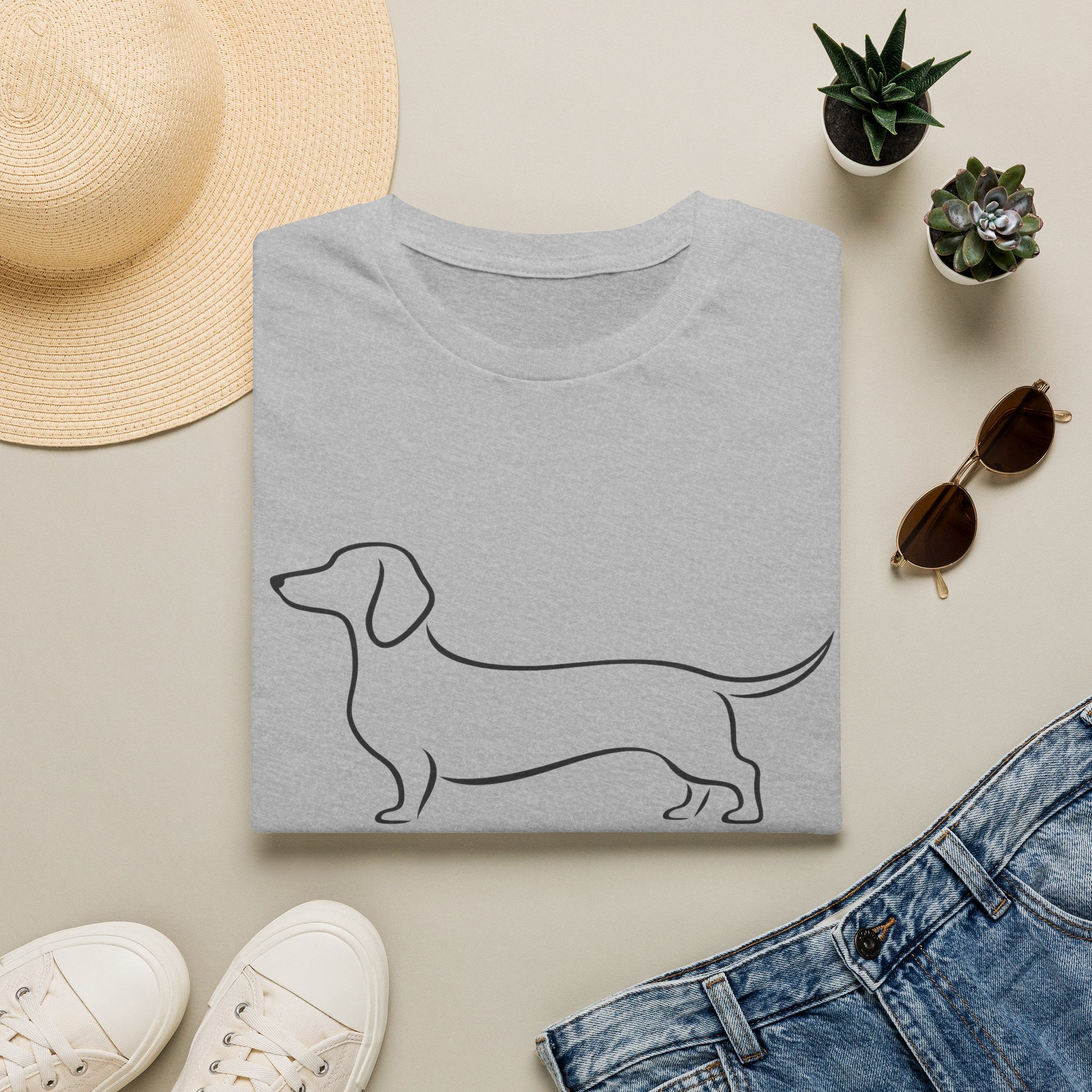 Dachshund Outline T-Shirt — Minimalist Wiener Dog Graphic