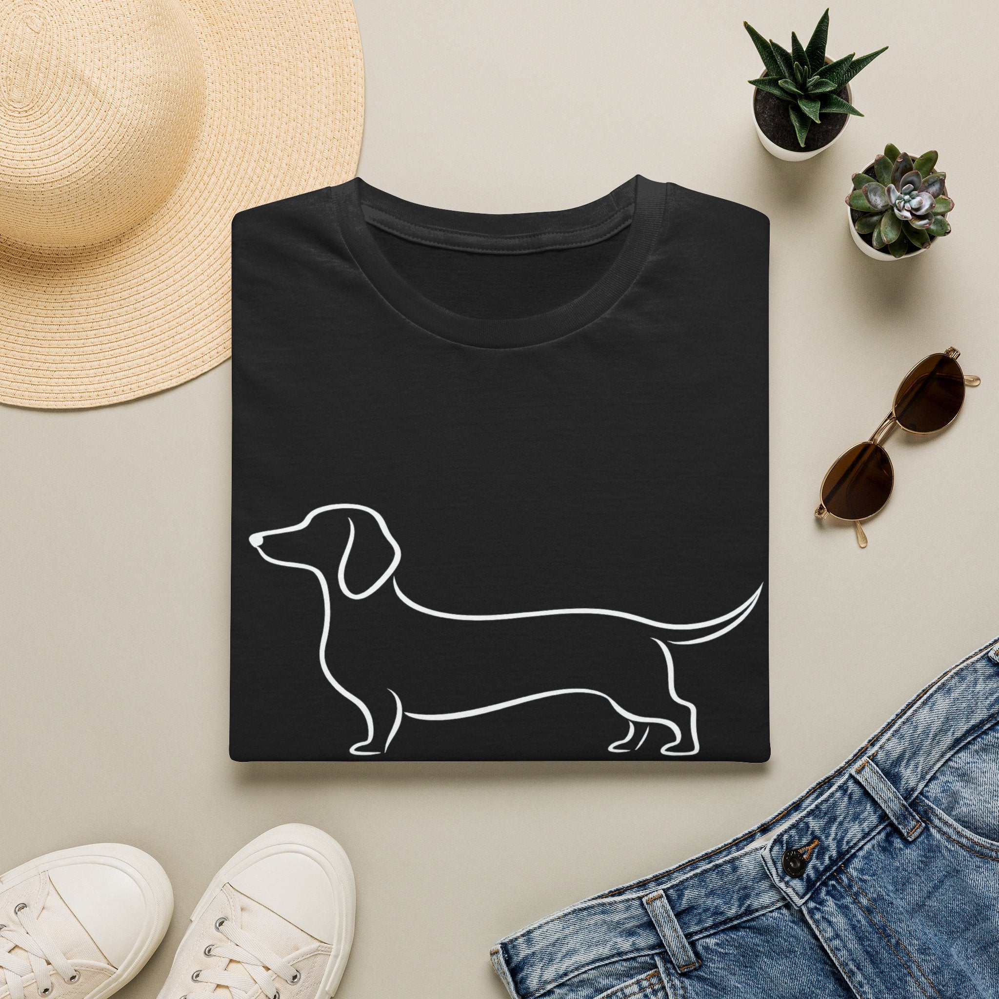 Dachshund Outline T-Shirt — Minimalist Wiener Dog Graphic