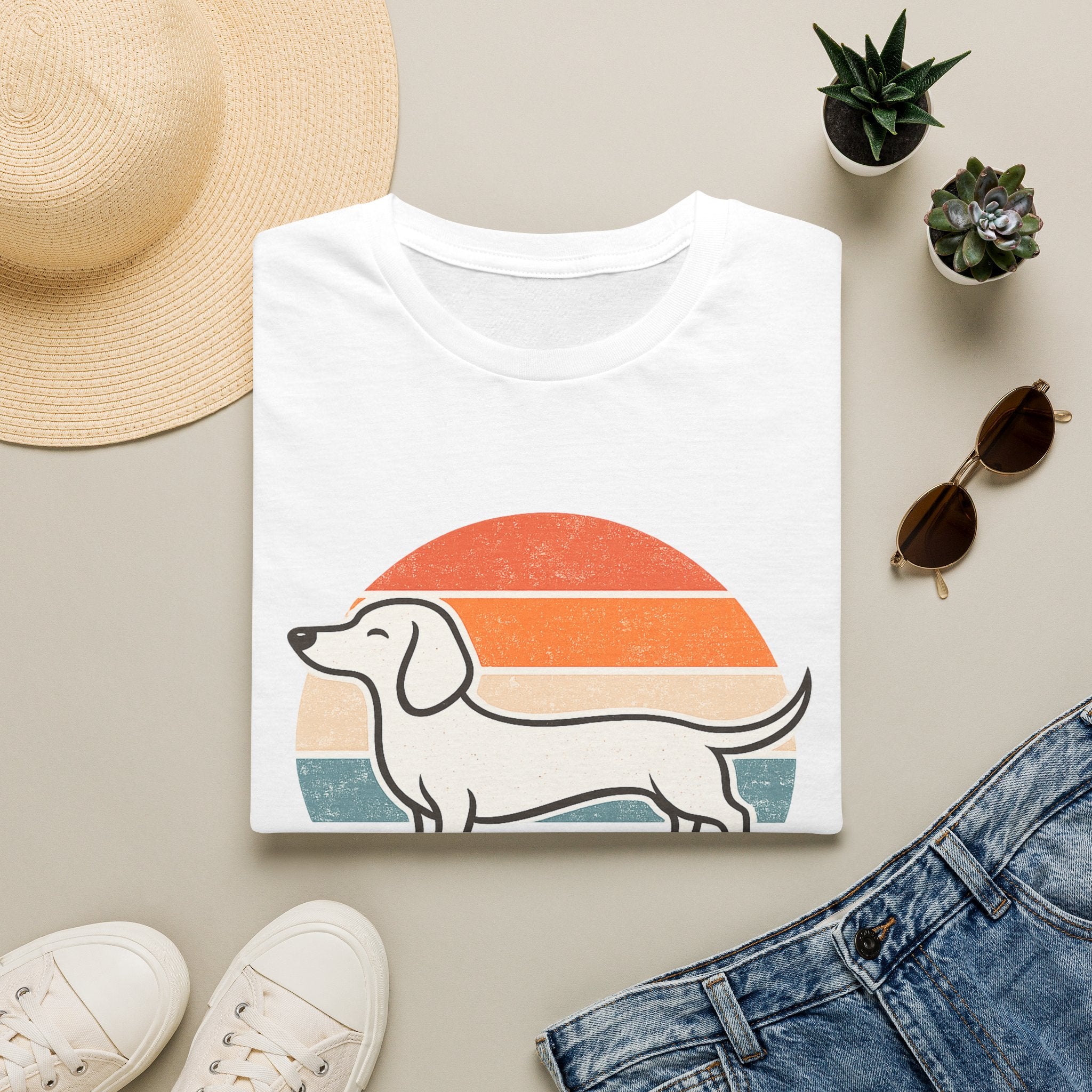 Dachshund Outline T-Shirt — Minimalist Wiener Dog Graphic