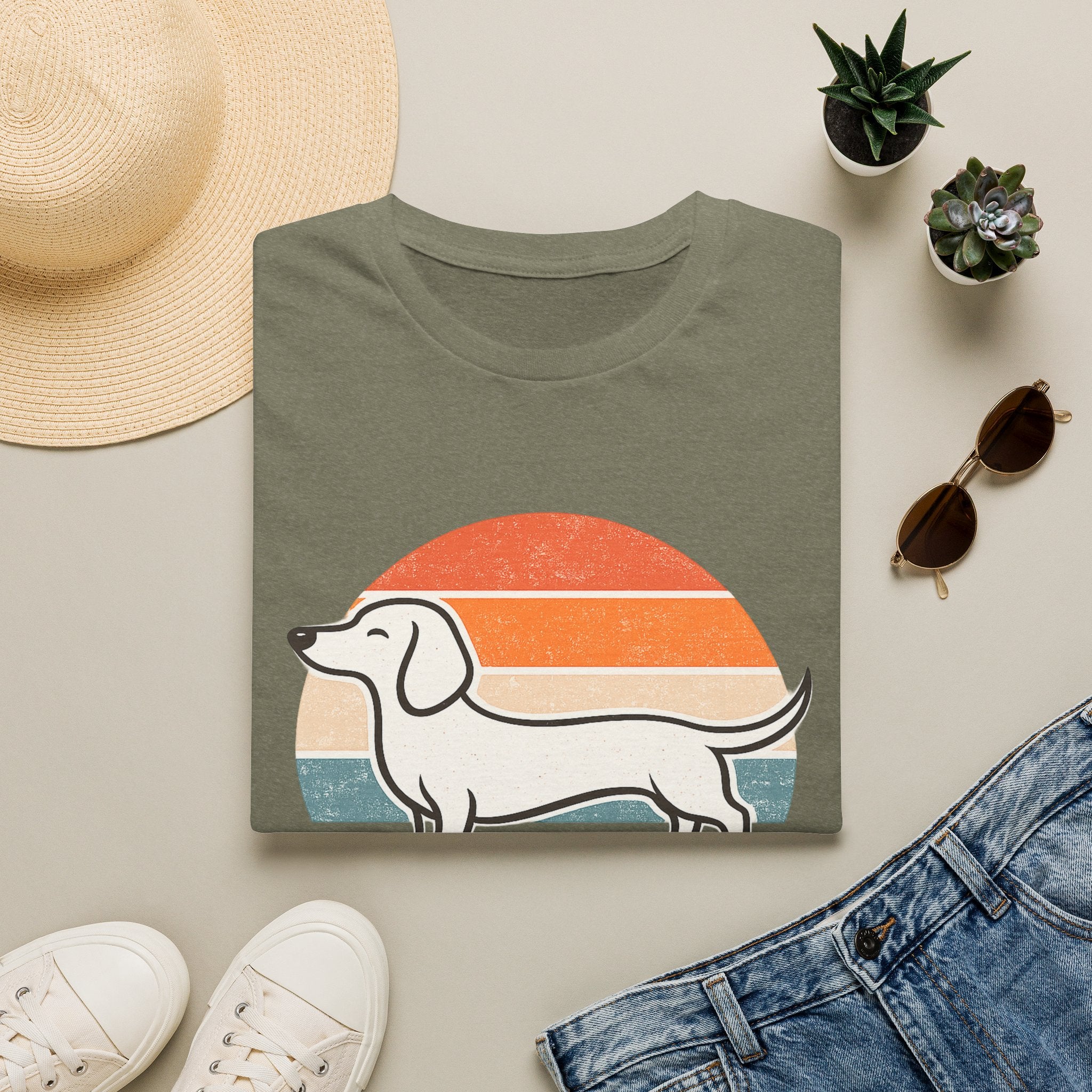 Dachshund Outline T-Shirt — Minimalist Wiener Dog Graphic