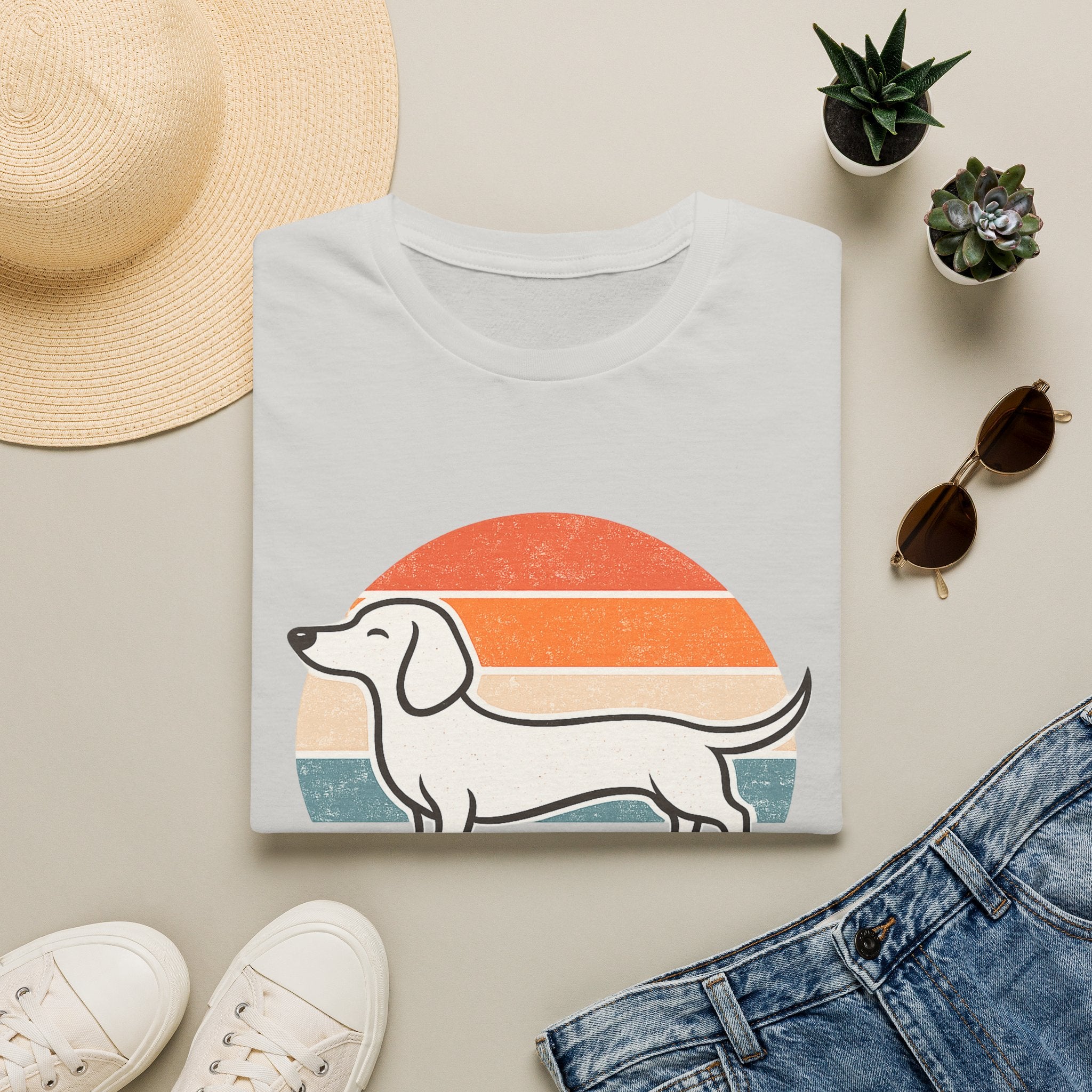 Dachshund Outline T-Shirt — Minimalist Wiener Dog Graphic