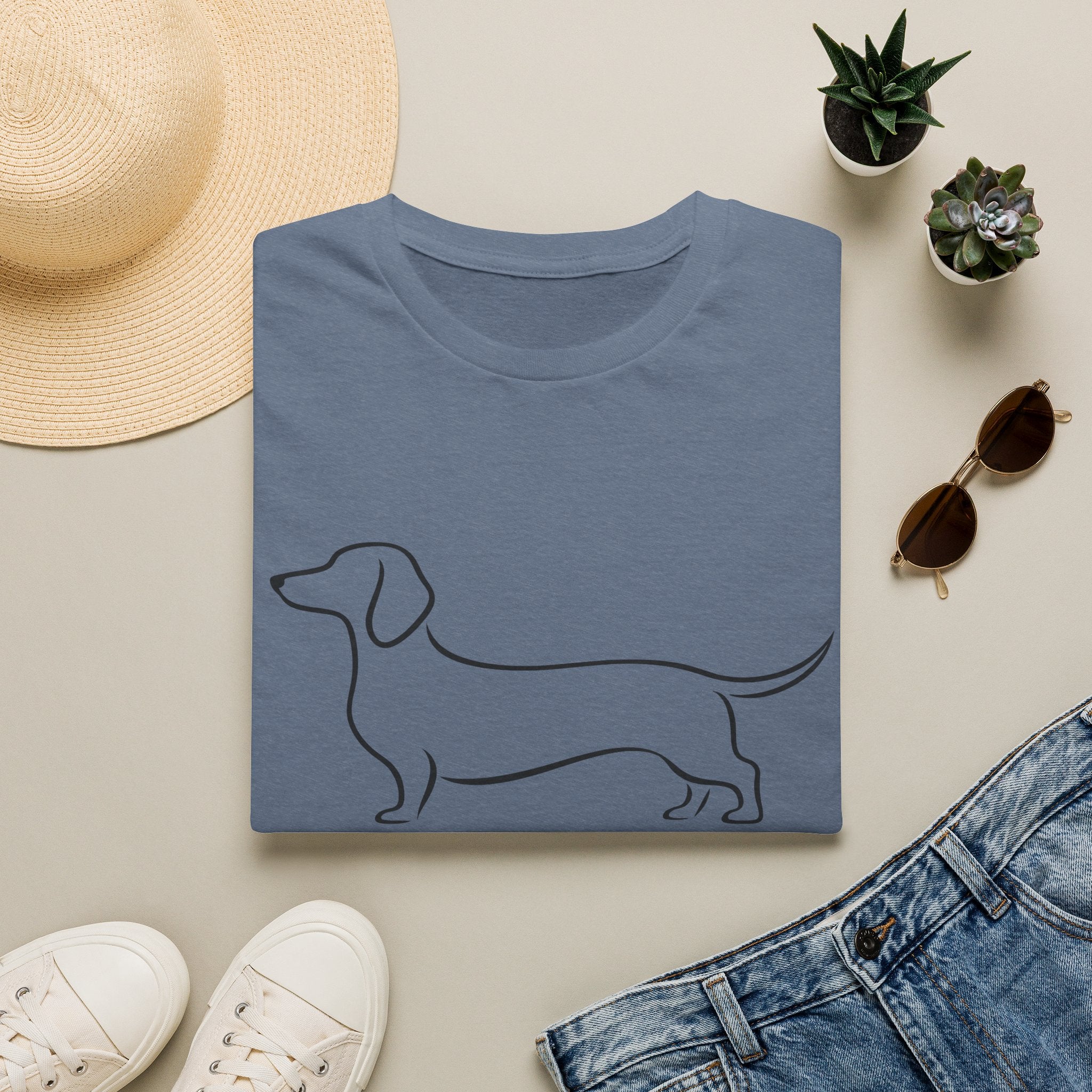 Dachshund Outline T-Shirt — Minimalist Wiener Dog Graphic