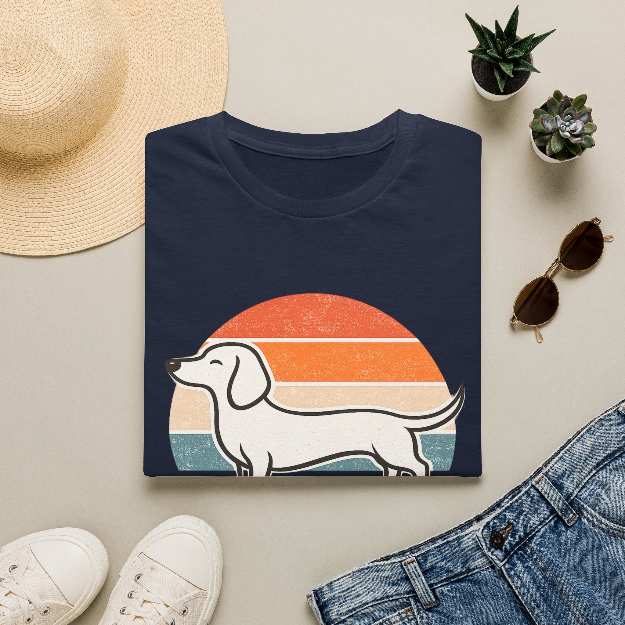 Dachshund Outline T-Shirt — Minimalist Wiener Dog Graphic