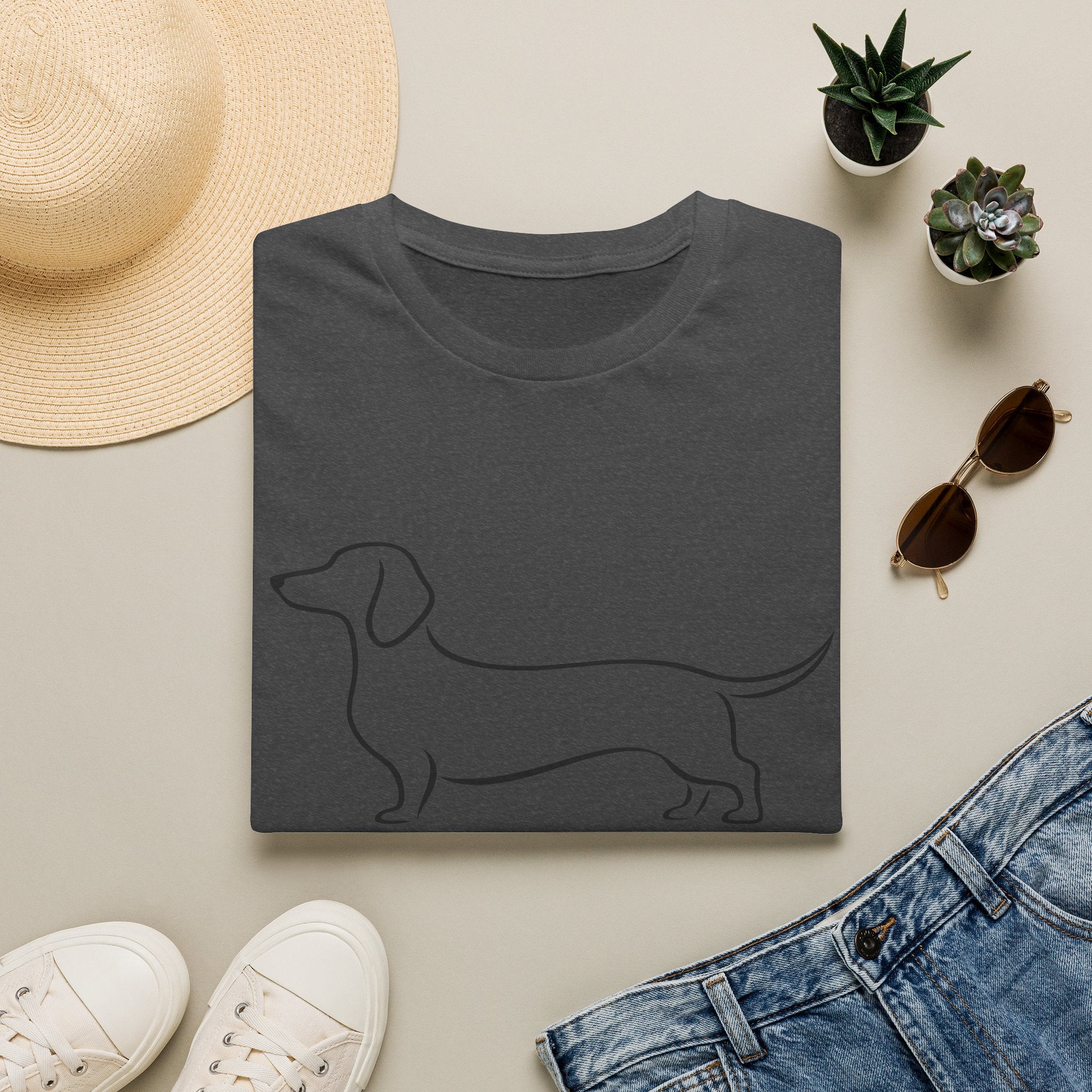 Dachshund Outline T-Shirt — Minimalist Wiener Dog Graphic