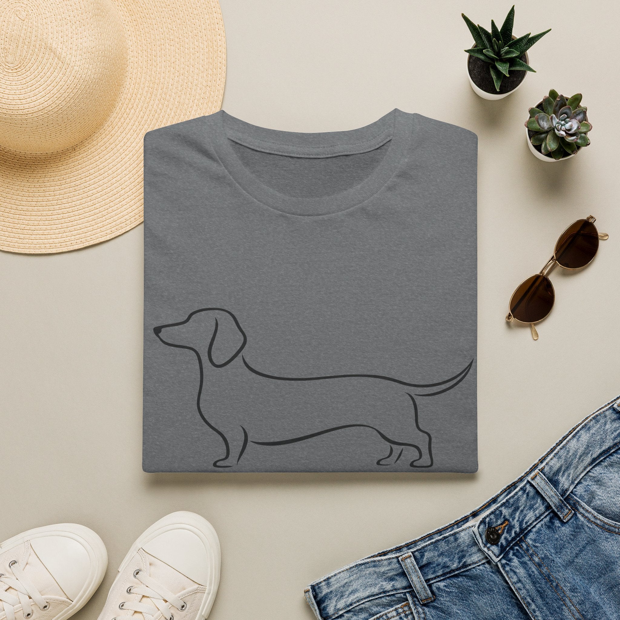 Dachshund Outline T-Shirt — Minimalist Wiener Dog Graphic