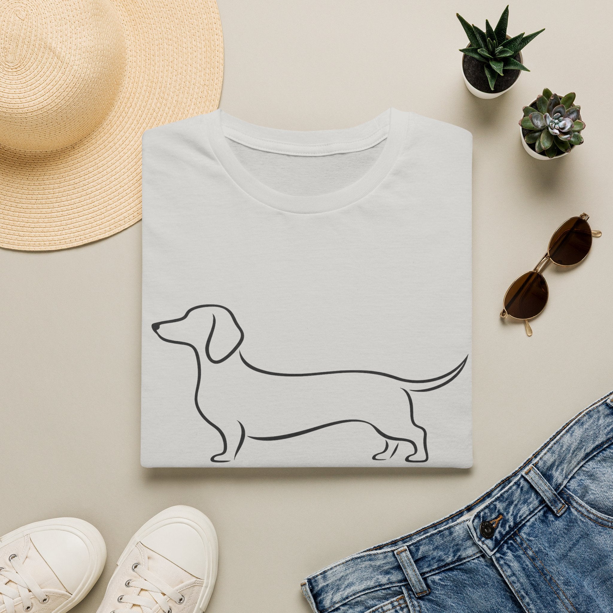 Dachshund Outline T-Shirt — Minimalist Wiener Dog Graphic