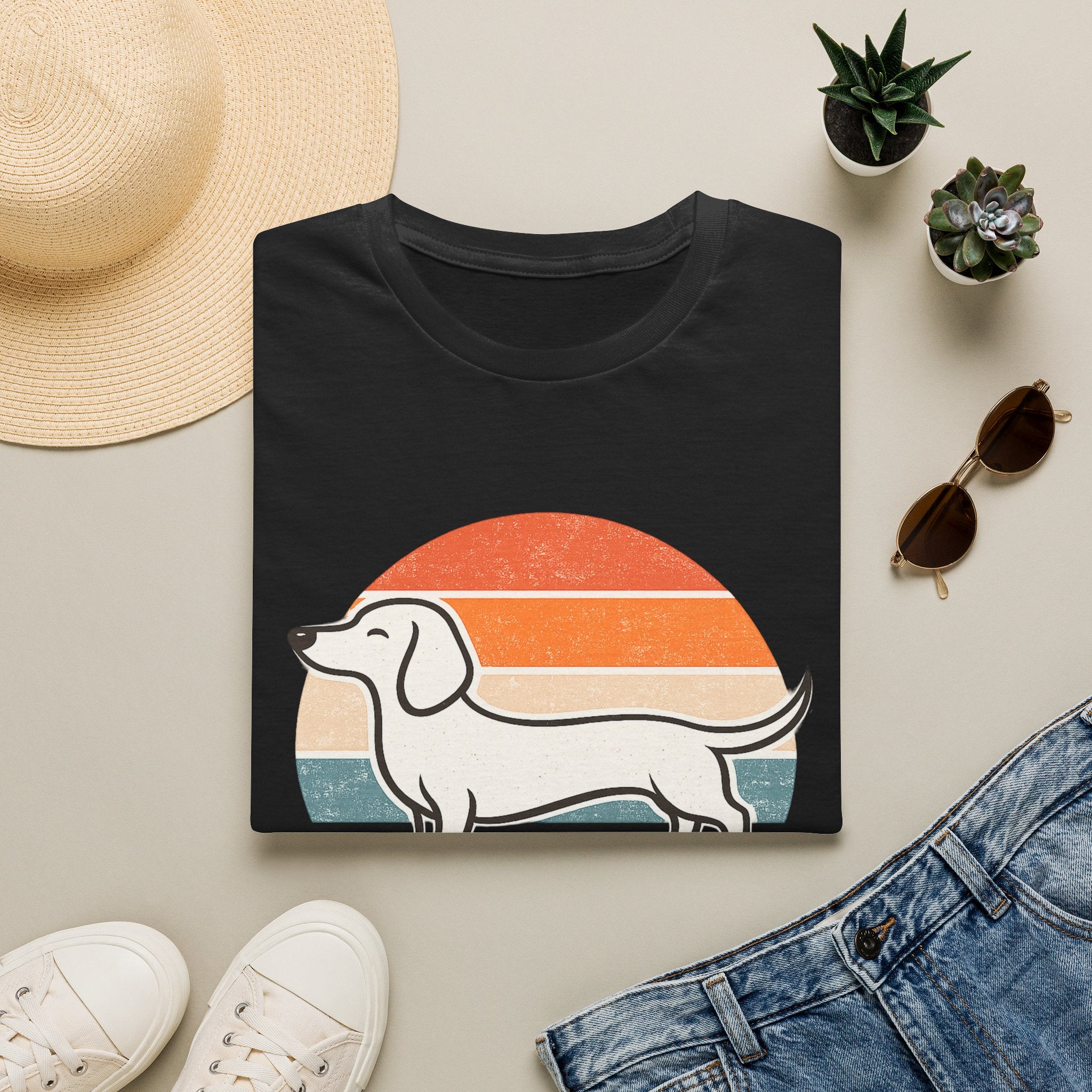Dachshund Outline T-Shirt — Minimalist Wiener Dog Graphic