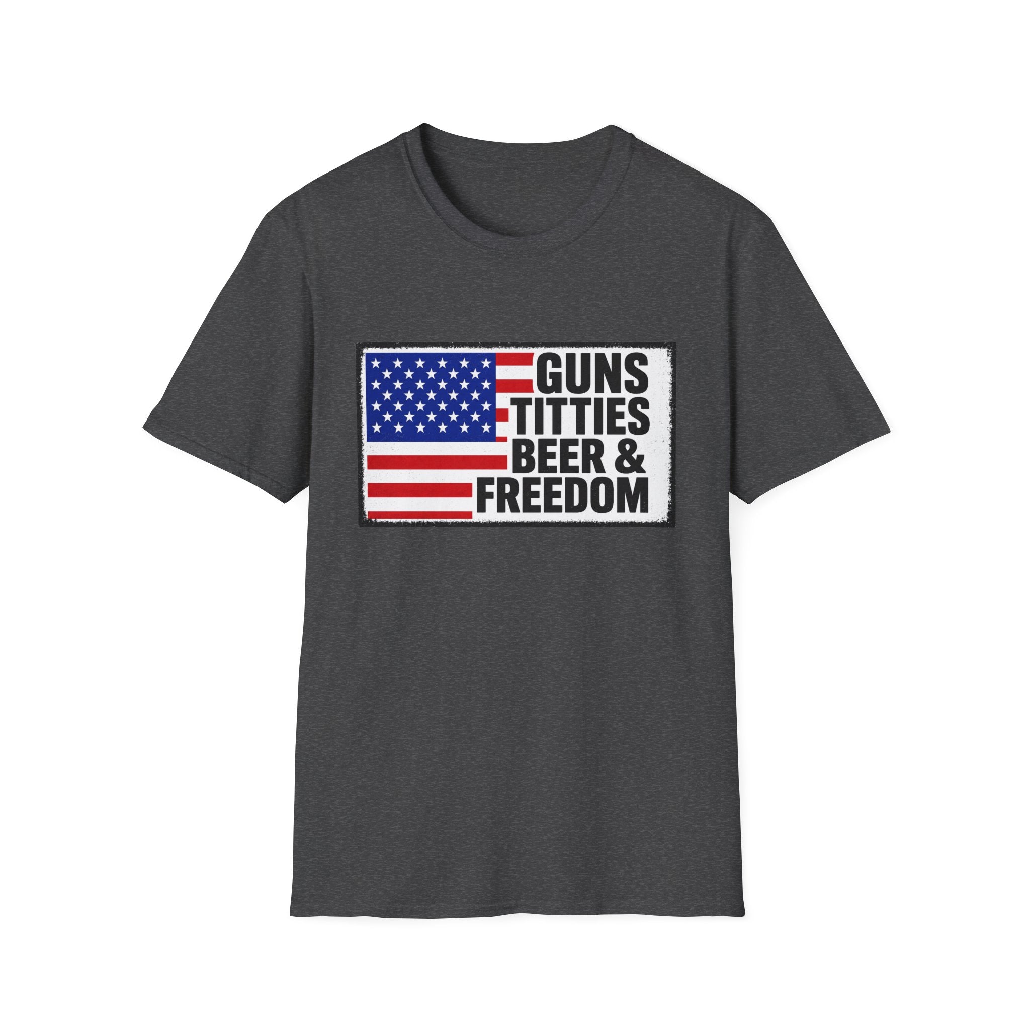 Guns Titties Beer & Freedom T-Shirt | American Flag Patriotic Tee