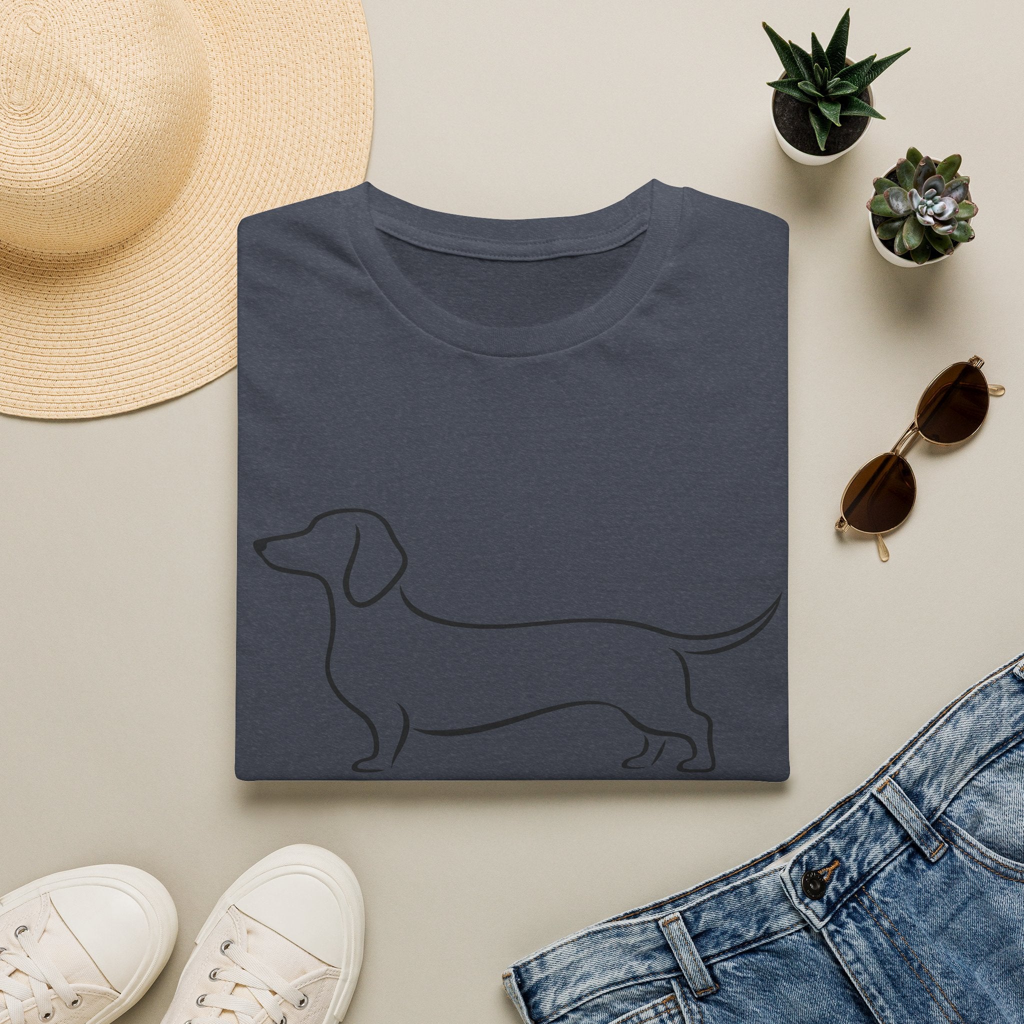 Dachshund Outline T-Shirt — Minimalist Wiener Dog Graphic